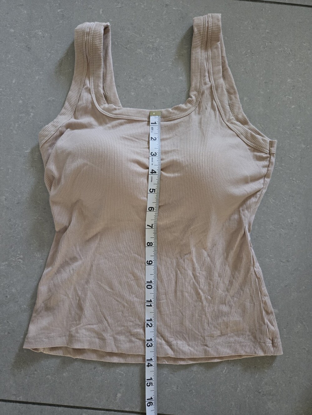 Ribbed Scoop Neck Tank Top in Light Beige